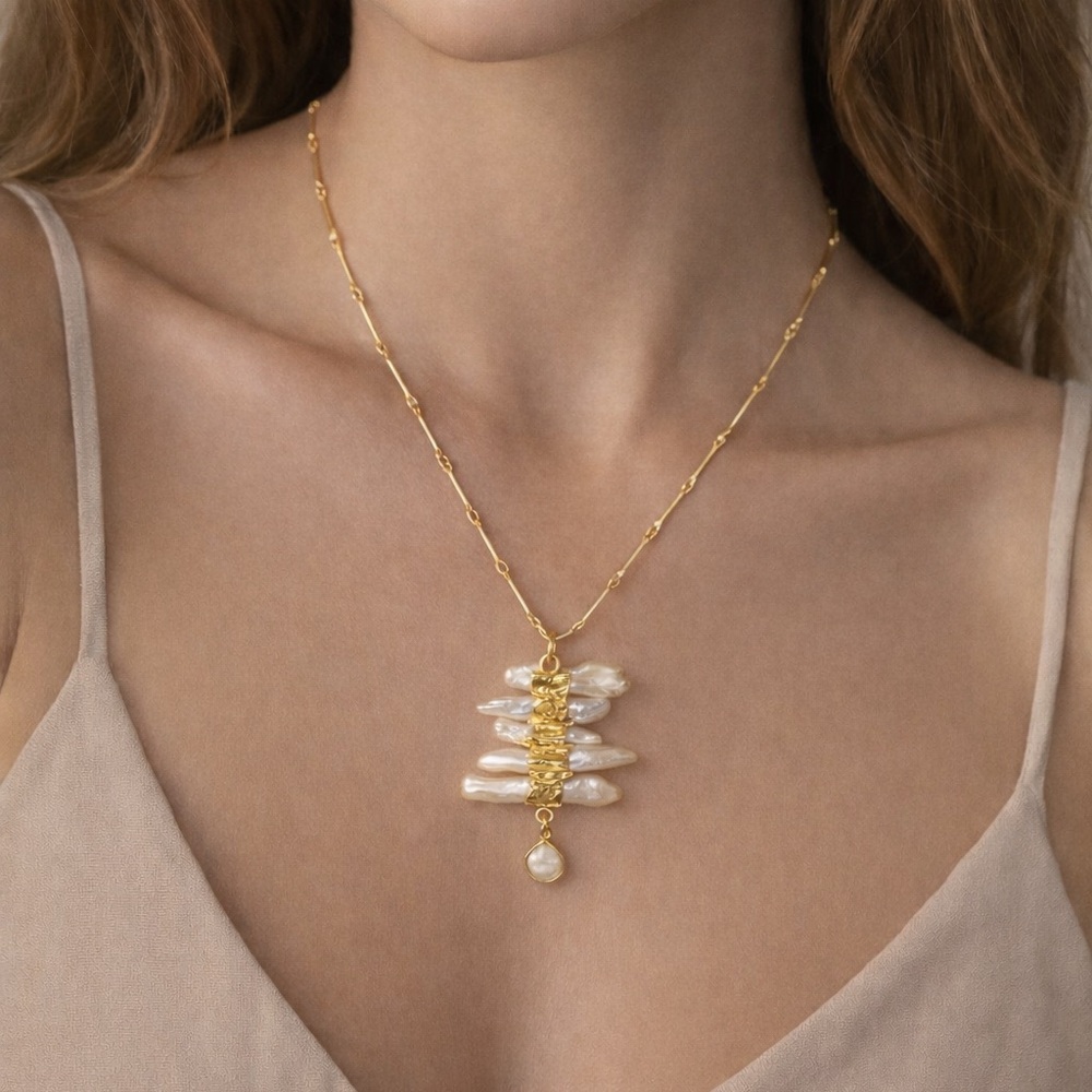 Artisan Baroque Pearl & Moonstone Pendant Necklace | Kauai Designer